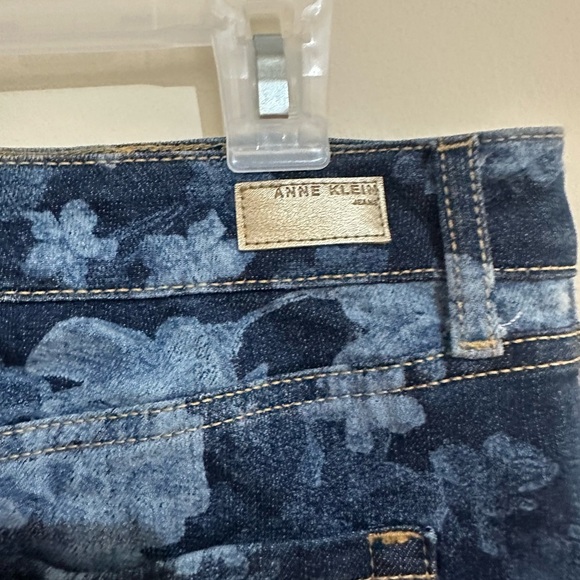 Anne Klein Size 16 Blue Denim Floral Pocket Haiti Mini Skirt - Picture 4 of 7